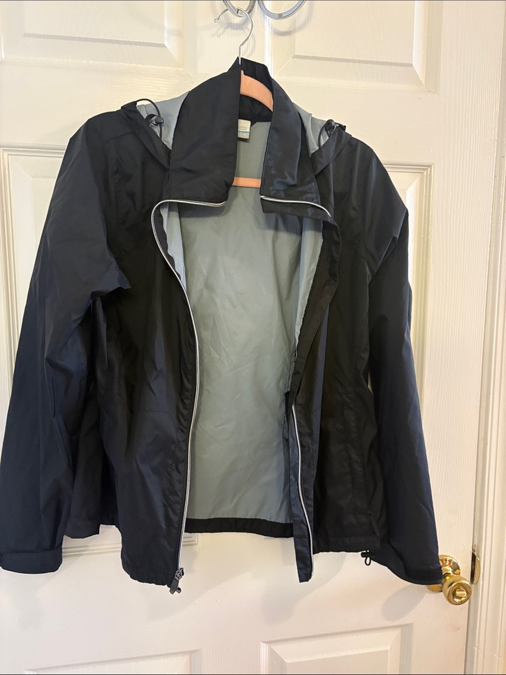 Women's Black Hooded Lightweight Rain Jacket